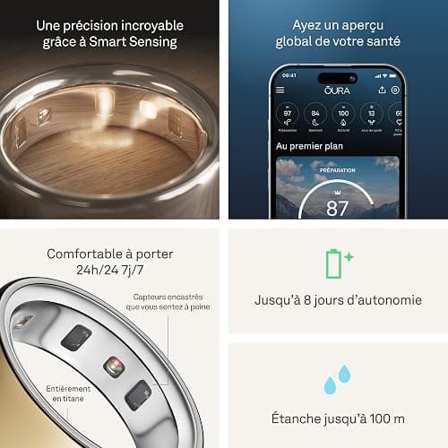 OURA Ring 4 - Gold - Taille 6 - Anneau connecté | Trouvez Votre Taille avec Le baguier Ring 4 | Suivi du Sommeil - Fréquence Cardiaque - Activité - Max. 8 Jours d'autonomie thumbnail 5