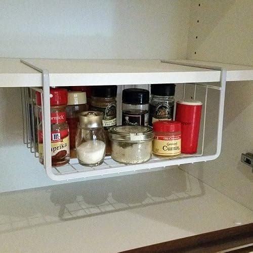 Modern Home Under Shelf Wire Storage Baskets – Hanging Organizer Rack for Cabinet, Pantry, or Closet – White Metal Basket for Kitchen, Towels, or Office – No Tools Required (10.25") thumbnail 8