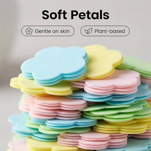 4 Different Scented Mini Fresh Portable Disposable Petal Hand Wash Sheets, Dissolvable Hand Bath Soap, Suitable for Children and Adults, Outdoor, Travel, Camping, 4 Boxes (Approx 400 Sheets) thumbnail 2
