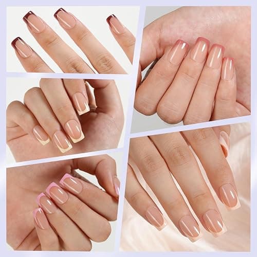 Misssix French Gel Press on Fake Nail Tips, Short Square, No Need to File, Pre-lasting for Nail Art DIY 16 Sizes Multicolor 160Pcs thumbnail 2
