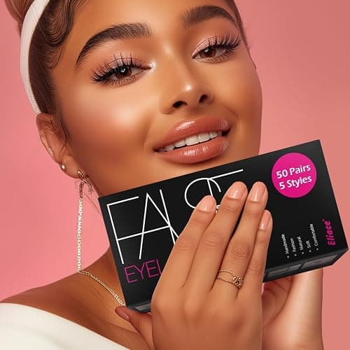 Eliace Eyelashes, (50 Pairs,5 Styles) Luxurious Faux Mink Lashes Natural Look Wispy Fluffy Handmade Cat Eye False Lash Pack, False Eyelashes Set, Fake Lashes Strips, Makeup Fake Eyelashes Pack thumbnail 7