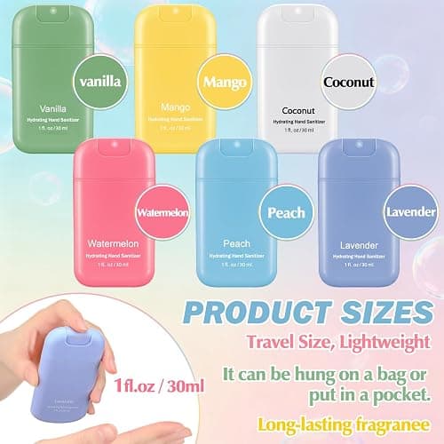 12 Pack Mist Hand Sanitizer Spray with Keychain Power Mini Hand Sanitizer Bulk Travel Size 1oz Scented Moisturizing Variety Pack Back to School Teacher Gift Staff Positive Employee Gift(Fresh) thumbnail 3