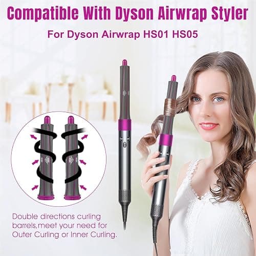 Hair Curling Iron Barrels & Round Brush Attachment for Dyson Supersonic Hair Dryer, 5 in 1 Hair Tools Replacement Parts Automatic Curling Suit, Accessories for Multiple Hair Styles thumbnail 4