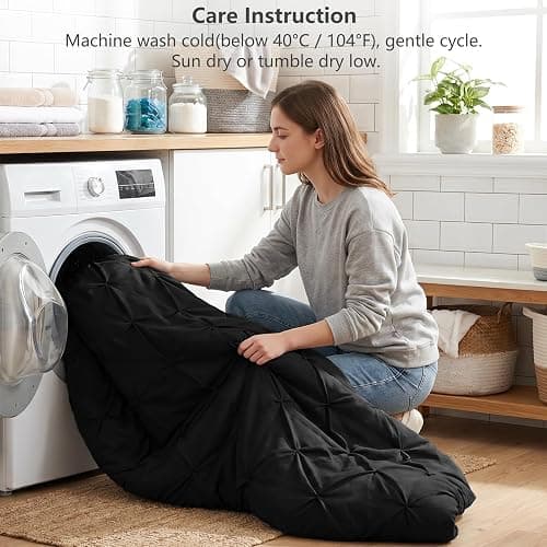 CozyLux Queen Comforter Set Black, 7 Pieces Pintuck Bed in A Bag, All Season Comforter Queen Size, Bed Set Gift for Family, Pinch Pleat Bedding Sets with Comforter, Sheets, Pillowcases & Shams thumbnail 7