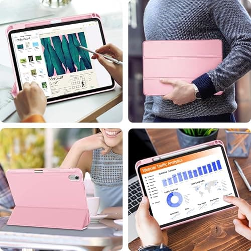 DTTO for iPad (A16) 11th Generation Case 11 Inch 2025, iPad 10th Generation Case 10.9 Inch 2022, Slim Tri-fold Stand Soft TPU Back Protective Cover with Pencil Holder - Auto Sleep/Wake, Pink thumbnail 6