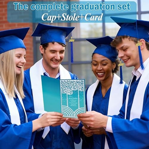 multiwins Graduation Cap, White Stole & Graduation Card Set - Adjustable Cap with 2026 Tassel for High School & Bachelor thumbnail 3