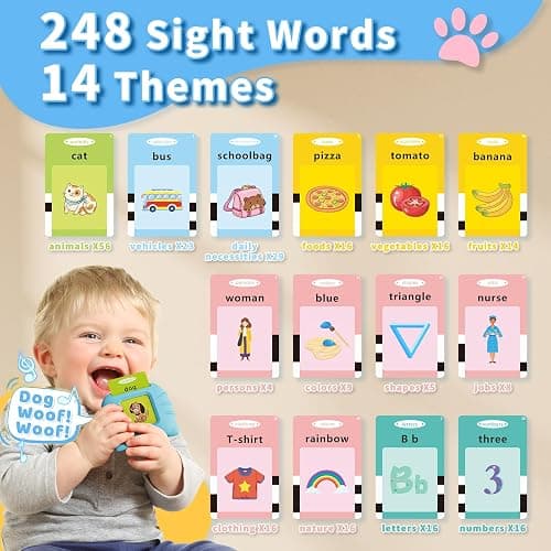 Aullsaty Toddler Toys Talking Flash Cards for 1 2 3 4 5 6 Year Old Boys and Girls, Autism Sensory Toys for Autistic Children, Learning Educational Montessori Speech Therapy 248 Sight Words Kids Gifts thumbnail 4