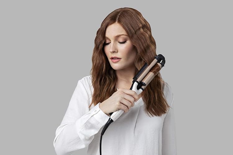 Remington Welleneisen [Testsieger] ProLuxe 4-in-1 Lockenstab: Beach, natürlich Wellen, Wasserwellen, (Dig. Display, Temperatureinstellung bis 210°C) Kreppeisen, Multistyler CI91AW, Weiße Rose thumbnail 4