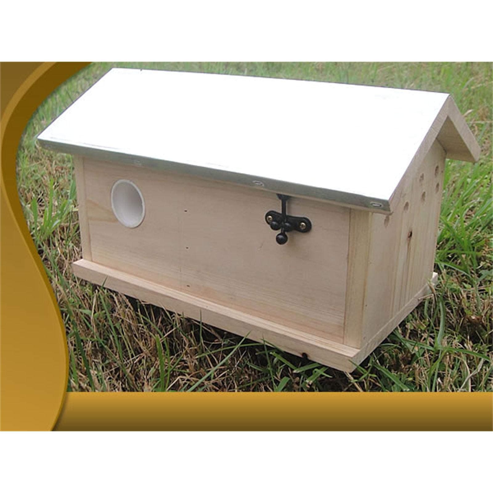 Melko Bumblebee Box XXL Insect Hotel with Metal Roof Lid Foldable Brown Chinese Spruce thumbnail 2