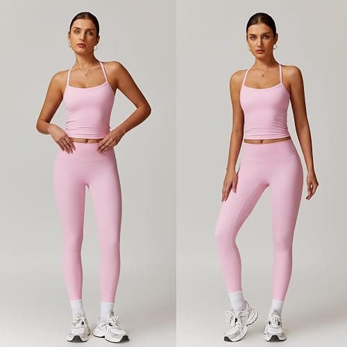 GXGPML Women 2 Piece Workout Sets (2025 NEW) Yoga Outfit Open Back Tank Top High Waisted Leggings Gym Sets Tracksuits thumbnail 2