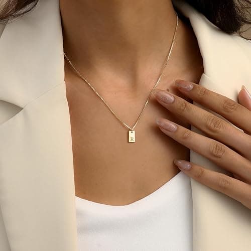 Stocking Stuffers Initial Necklaces for Women 14K Gold Plated Letter Necklace Dainty Name Pendant Necklace Personalized Christmas Gifts for Women Trendy Gold Jewelry thumbnail 3
