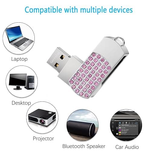 GARRULAX USB Flash Drive, 16GB/32GB/64GB/128GB USB2.0 Rotatable Memory Stick Date Storage Pendrive Thumb Drives U Disk(64GB,Pink) thumbnail 5