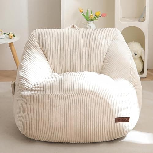 MAXYOYO Kids Bean Bag Chair, Bean Bag Couch with Handle, Comfy Toddler Chair for Boys and Girls, Accent Sofa Chair with Pocket for Gaming Reading Relaxing, Beige | Comfy Toddler Chair for Boys and Girls, Accent Sofa Chair with Pocket for Gaming Reading, Beige - Image 1