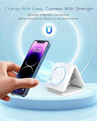 Charging Station for Apple Multiple Devices - 3 in 1 Foldable Magnetic Wireless Charger Dock - Travel Charging Pad for iPhone 17 16 15 14 13 12 Pro Max Plus Watch & Airpods thumbnail 7