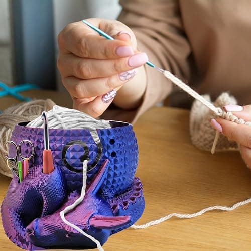 Fantasy Dragon and Egg Large Yarn Bowl for Crocheting Funny,Crochet Bowls for Yarn,Yarn Bowl for Knitting,Yarn Holder for Crocheting,Perfect Gifts for the Knitter,8.66inch×7.09inch×4.92inch(Purple) thumbnail 2