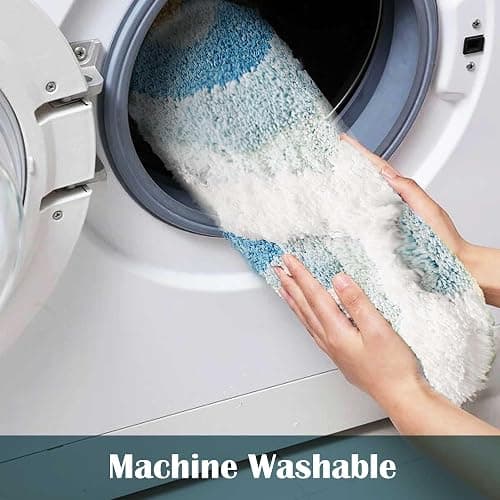 ZSHIFANG Soft Shag 3D Stereo Wave Moss Bedside Rug 20"×36" Cute Navy Blue Runner Rug Non Slip Washable Bathroom Rugs Bath Mats for Bedroom Bathroom Hallway Home Decor Indoor Doormat Shower Mat thumbnail 9