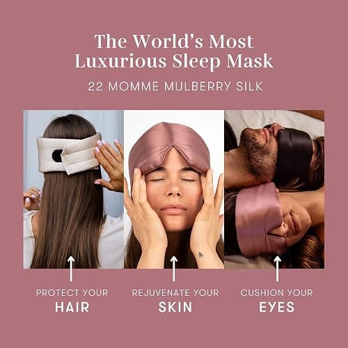 DROWSY Silk Sleep Mask - Face-Hugging, Padded Cocoon for Luxury Sleep in Total Darkness - 100% Pure Mulberry Silk (Damask Rose) thumbnail 4
