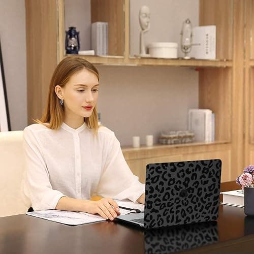 MOSISO Compatible with MacBook Air 13 inch Case 2021 2020 2019 2018 Release A2337 M1 A2179 A1932 Retina Display, Plastic Leopard Grain Hard Shell Case&Keyboard Cover&Screen Protector, Black thumbnail 6