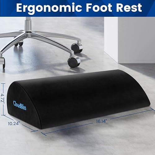 Foot Rest for Under Desk at Work,Office Desk Accessories with Soft Foam and Washable Removable Cover, Foot Stool for Office, Car, Home to Foot Support and Relax Ankles, Black thumbnail 2