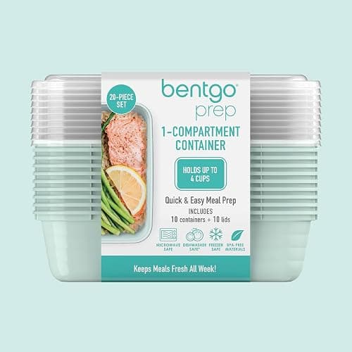 Bentgo Prep - 20-Piece 1-Compartment Reusable Meal Prep Containers with Lids, PFAS & BPA Free Materials, Durable, Microwave, Freezer, & Dishwasher Safe To Go Food Storage (Mint) thumbnail 8