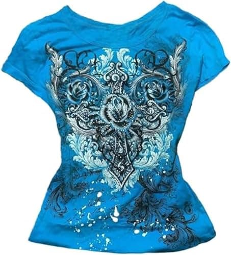 Emo Grunge Teen Shirt Women Y2K Vintage Harajuku Cutecore 2000s Indie T-Shirts Tee Scene Alt Clothes - Image 1