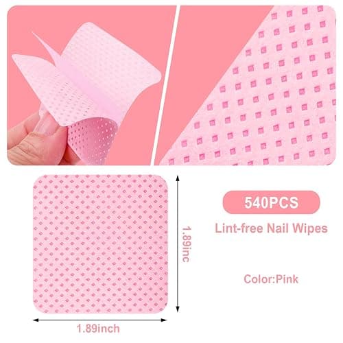 Lint Free Nail Wipes, 540PCS Nail Supplies Nail Polish Remover Wipes, Super Absorbent Soft Nail Wipes for Fingernail Polish Remover and Eyelash Extension Wipes for Nail Art thumbnail 4