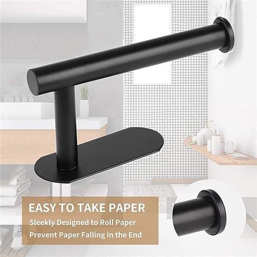 JOPOFI Toilet Paper Holder - Self Adhesive Toilet Paper Holder Wall Mount for Bathroom, SUS 304 Stainless Steel Command Strip Toilet Paper Roll Holder Stick On Wall, No Drilling - Matte Black thumbnail 4