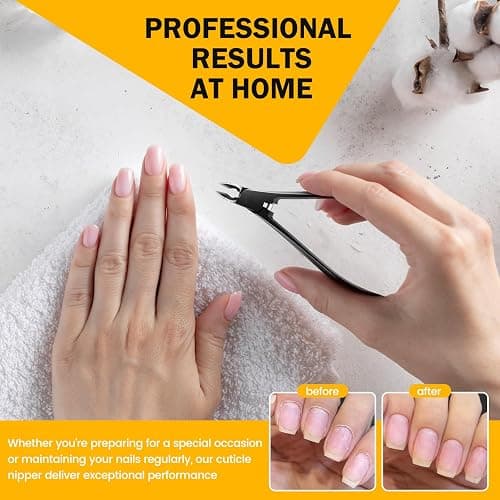 BEZOX Cuticle Cutters for Nails - Precision Half Jaw Cuticle Clippers, Stainless Steel Cuticle Trimmer for Manicure and Pedicure, Professional Cuticle Remover Tool - Black thumbnail 3