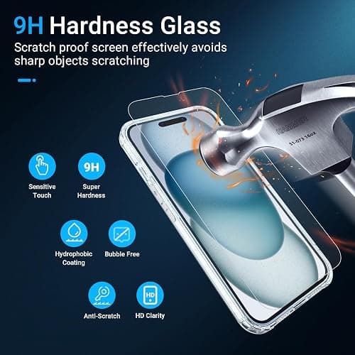 GLIMALL [5 in 1 Designed for iPhone 15 Plus Clear Case with Screen Protector[2 Pack] +Camera Lens Protector[2 Pack], Military Grade Drop Protection Transparent Cover 6.7 Inch thumbnail 5