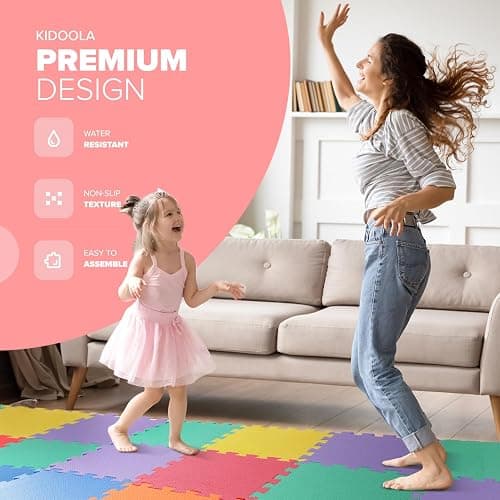 kidoola Foam Baby Play Mat (29x29cm) – Thick & Soft EVA Foam Interlocking Floor Tile Matting for Children – Large Multi Colour, Safe & Comfortable 7mm Thick Play Flooring (27pc) thumbnail 4
