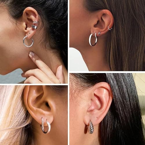 36 Pairs Gold Hoop Earrings Set for Women, Fashion Chunky Gold Hoop Earrings Multipack, Hypoallergenic Pearl Chain Twisted Statement Earring Pack for Birthday Party Jewelry thumbnail 3