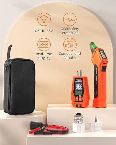 FOCEMTA Circuit Breaker Finder Kit with GFCI Outlet Tester for 90-135V AC Circuits,includes Light Socket Adapter, 3-2 Prong Grounding Adapter & Clip adapter,Portable Electrical Tool with Carrying Case thumbnail 2