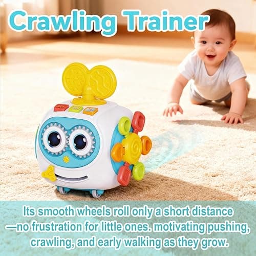 MoraBaby Robot Musical Busy Cube for Toddlers 1-3 Years Old | Montessori 6-in-1 Activity Toys for 1+ Years Old, Lights & Sounds, Wheels for Tummy Time & Crawling, Baby Boy & Girl Gifts thumbnail 6