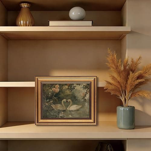 Vintage Gold Framed Wall Art - Vintage Animal Canvas Art Prints Swan Paintings Rustic Farmhouse Wall Decor Cottagecore Romantic Aesthetic Artwork for Bedroom Living Room Bathroom 8x10in thumbnail 3