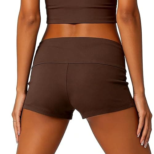 KMBANGI Womens Fold Over Shorts Elastic Waist Y2k Lounge Shorts Foldover Cute Pajama Micro Bottoms Mini Shorts Sleepwear thumbnail 3