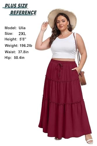 Lepunuo Womens Casual Boho High Waisted Flowy Maxi Skirts Trendy Floral Cute Long Skirts with Pockets thumbnail 5