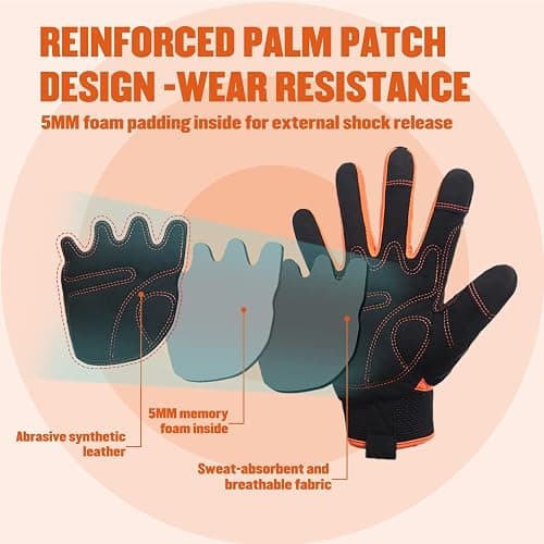 HANDLANDY Work Gloves for Men & Women, Utility Mechanic Working Gloves Touch Screen, Flexible Gardening Gloves for Yard thumbnail 4