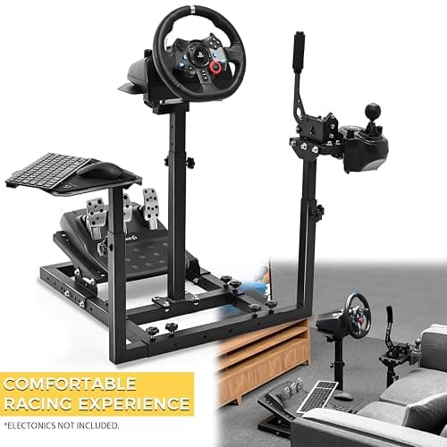 Marada Universal Flight Racing Sim Stand, Three axis adjustable, and hold mouse and keyboard, Fit for Thrustmaster Hotas Warthog/Logitech G29 G920/Honeycomb Alpha Bravo thumbnail 2