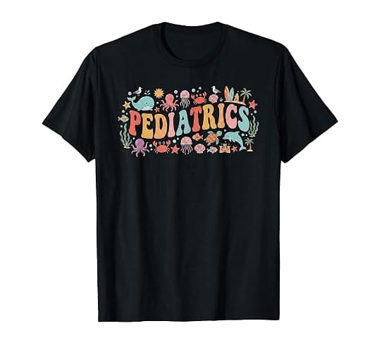 Pediatric Nurse Summer Sea Animal Peds RN Pediatrician Vibe T-Shirt - Image 1