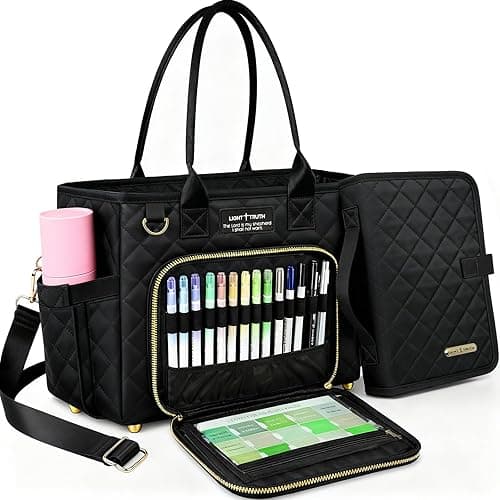 VERONLY Large Black Bible Tote for Women, Built-in Bible Cover & Purse Feet, Multi-Compartment Church Bag Organizer Holds Laptop, Bible Study Supplies, Essentials, Christian Gift - Image 1