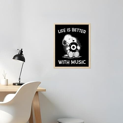 Life Is Better With Music Wall Art – 8x10 Unframed Cartoon Dog Poster – Fun Inspirational Artwork for Bedroom, Living Room, Dorm, Studio, or Office – Motivational Decor and Gift for Musicians & Fans thumbnail 8