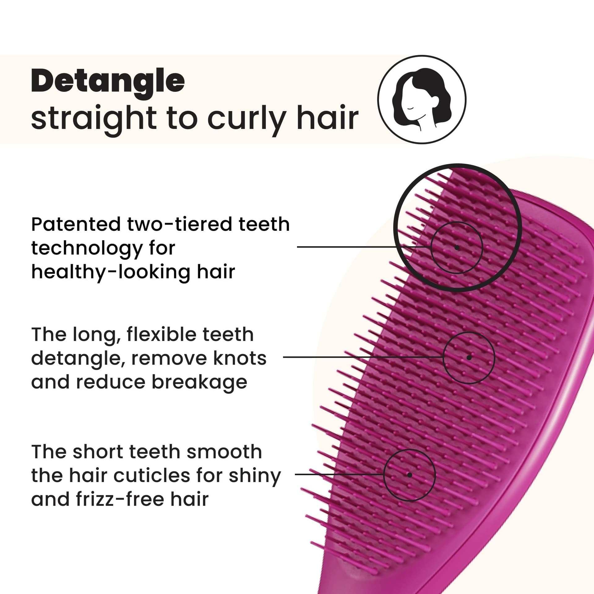 Tangle Teezer - Escova de cabelo desembaraçadora The Ultimate Detangler para todos os tipos de cabelo. Cor: Rosa thumbnail 2