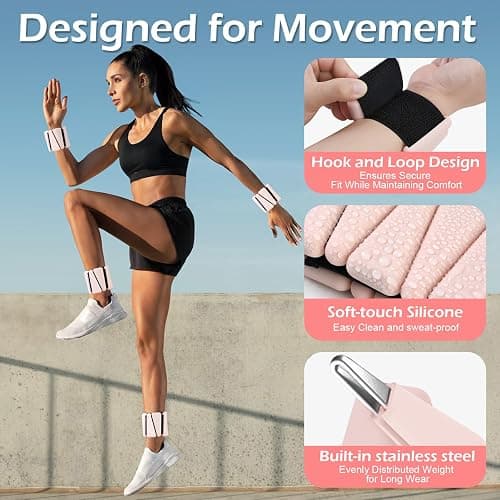 INDEPANDIA Wrist Ankle Weights for Women & Men, 2lbs/4lbs Adjustable Weighted Bangles to Boost Calorie Burn & Strength, Arm & Leg Weights for Pilates, Yoga, Walking, Barre, Gym & Home Workout thumbnail 7