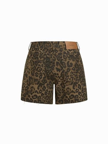 CIDER Women's Leopard Print Denim Shorts High Waisted Frayed Hem Casual Jean Shorts with Pockets thumbnail 8