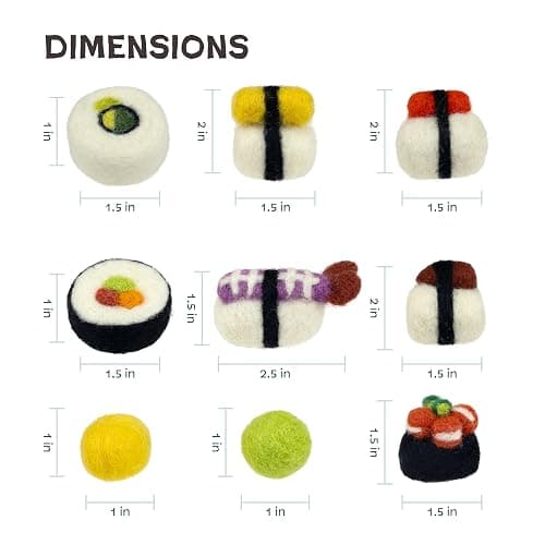 Woolbuddy Sushi Cat Toy Set – Wool Felt Interactive Toys for Indoor Cats & Kittens, Catnip-Free, Durable, Cute Enrichment Toys for Bored Cats, Natural Wool Dental & Hunting Play (Small – 9 Pcs) thumbnail 6