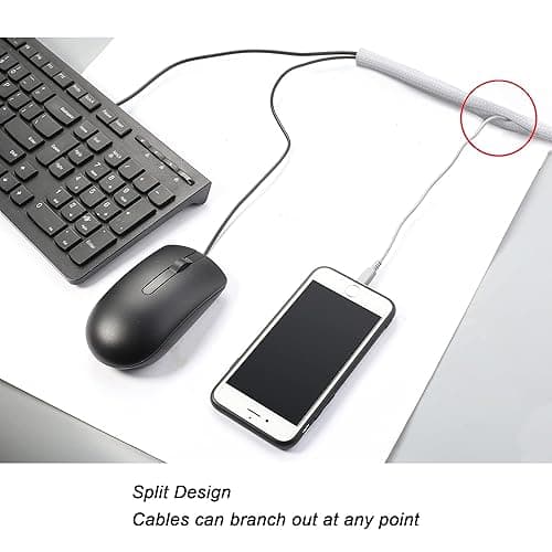 CrocSee 10ft - 1/2 inch Braided Cable Management Sleeve Cord Protector - Self-Wrapping Split Wire Loom for TV/Computer/Home Theater/Engine Bay - White - 1/2"-10ft - White thumbnail 3