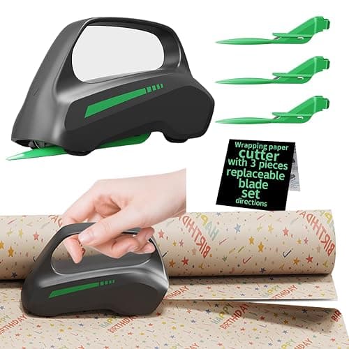 Wrapping Paper Cutter with 3 Replaceable Blades, Car Design Cutter Dispenser Tool Adapt for Any Diameter Gift Wrapping Paper Roll, Cutting Efficient Straight Easily & Safely on Halloween Christmas - Image 1