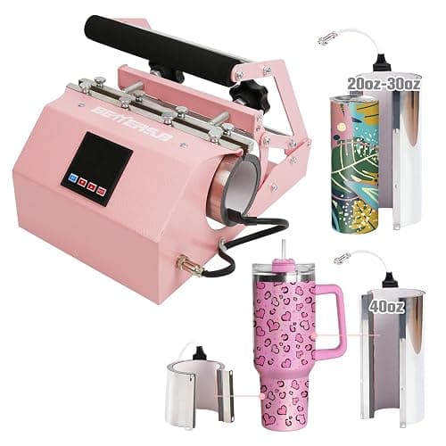 BetterSub 3in1 40 OZ Tumbler Mug Heat Press Machine 30 OZ 20 OZ 16 OZ Sublimation Straight Skinny Tumbler Mug,11 OZ 15 OZ 16 OZ Sublimation Mug Heat Transfer Pink - Image 1