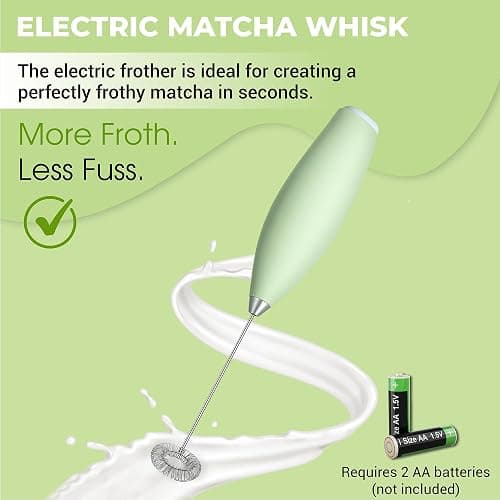 Matcha Whisk Set with Matcha Bowl - Matcha Set Included Electric Frother, Bamboo Whisk, Matcha Spoon, Bamboo Holder, Sifter, Spoon Stand (Mottled Green) thumbnail 4