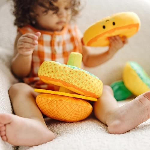 Melissa & Doug Multi-Sensory Pineapple Soft Stacker Infant Toy - Stacking Toys For Babies, Pineapple Stacking Toy For Infants thumbnail 8